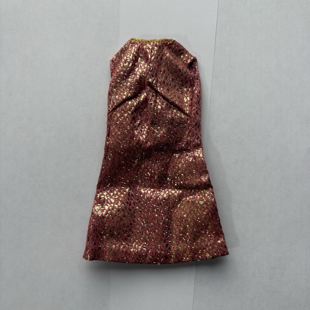 Vintage Barbie 1488 Velvet Venture - Gold & Pink Brocade Dress - 1969